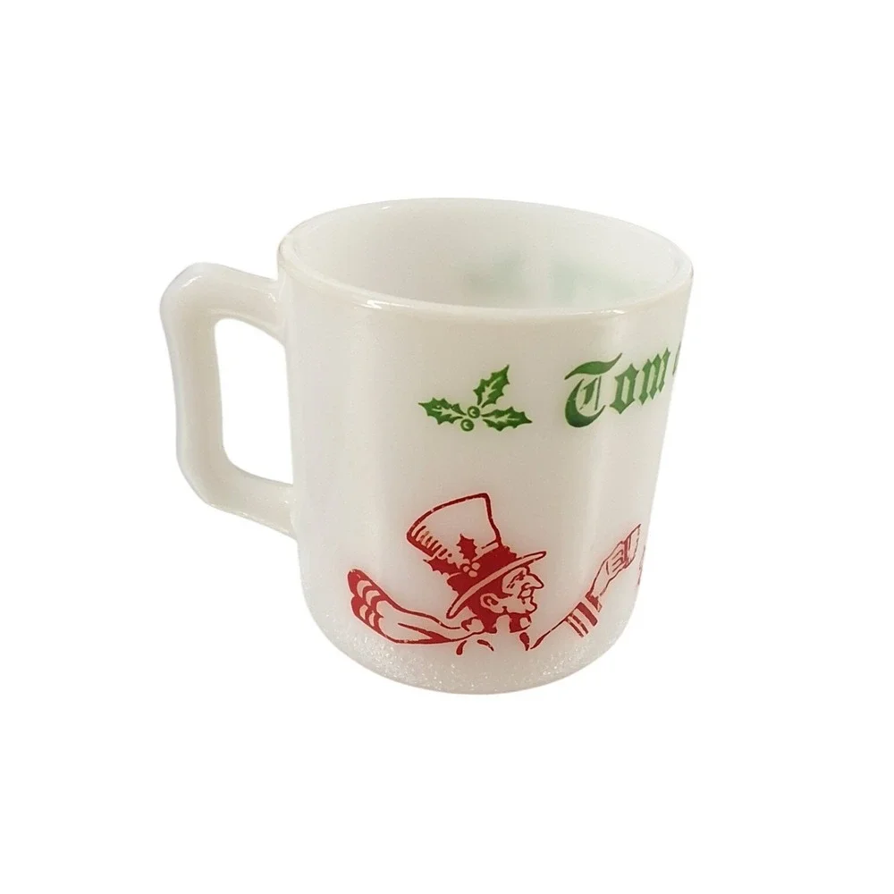 Vintage‎ Fire-King Tom and Jerry Punch Bowl Set - 6 Mugs Milk Glass Holiday